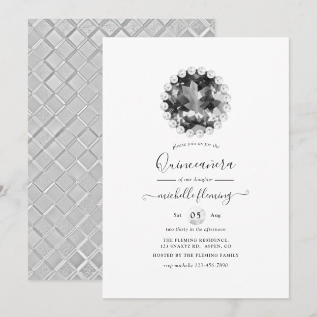 Diamond Mardi Gras Anniversaire Fête Invitation (Devant / Derrière)