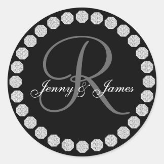 Diamond Monogramme R Noms Mariage Faveur Étiquette