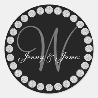 Diamond Monogramme W Noms Mariage Faveur Étiquette