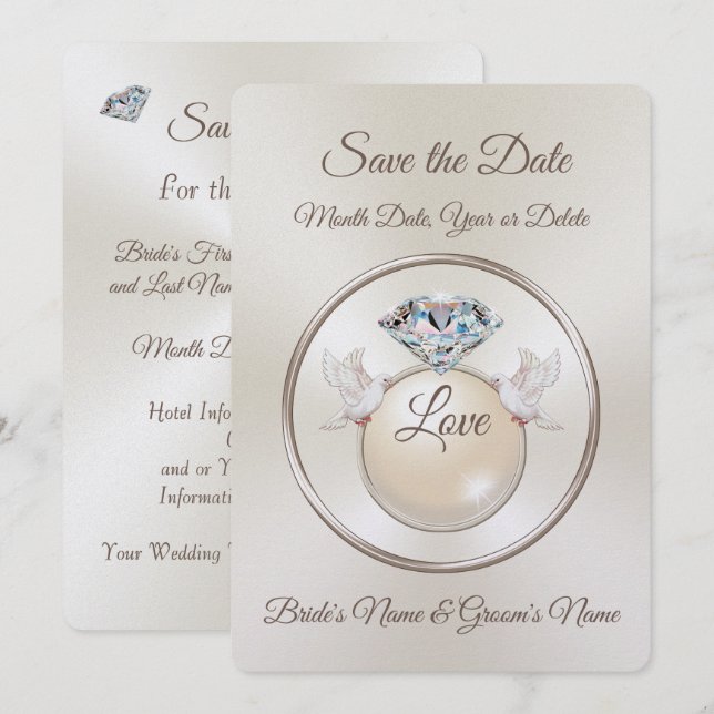 Diamond Personnalisé Enregistrer les invitations d (Devant / Derrière)