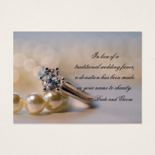 Diamond Ring et Pearls Mariage Charity Carte Favor