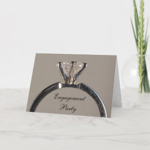 Diamond Ring on Gray Engagement Party Invitation