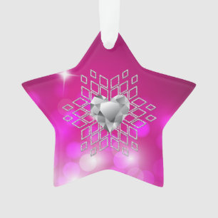 Diamond Snowflake Heart Fuschia