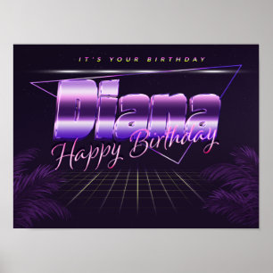 Diana Nom Vorname lila retro Poster Geburtstag