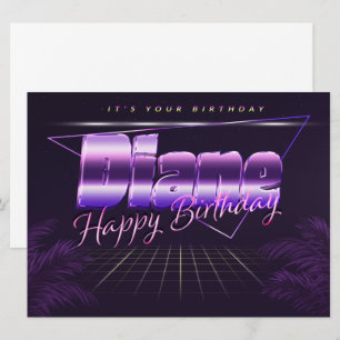 Diane Nom Prénom carte anniversaire rétro lilas