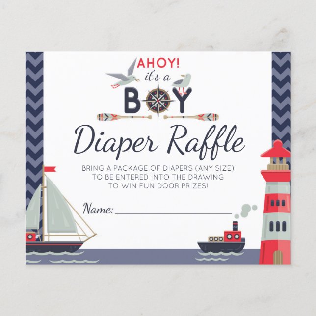 Diaper Raffle Nautique Voilier Ahoy Baby Boy Jeu (Devant)