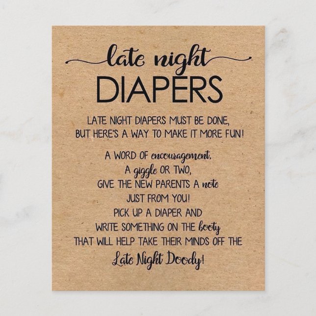 Diapeurs nocturnes imprimables, Baby shower rustiq (Devant)