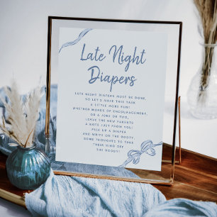 Diapositives de nuit Bleu Bow Baby shower Jeu