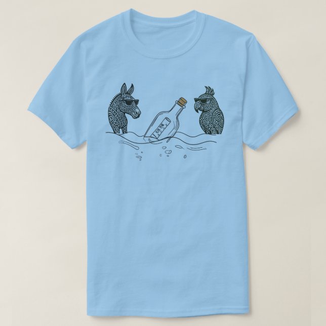 Dibs & Parrot with a spirits bottle T-Shirt (Design devant)