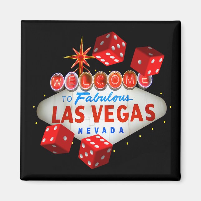 Dice Players Lucky Las Vegas Magnet (Devant)