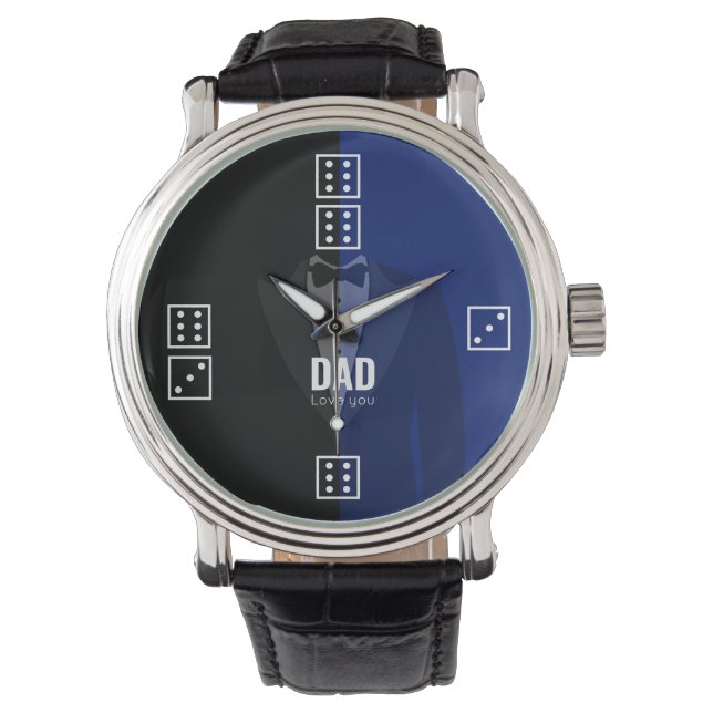 Dice pois dés motif bleu/noir montre (devant)