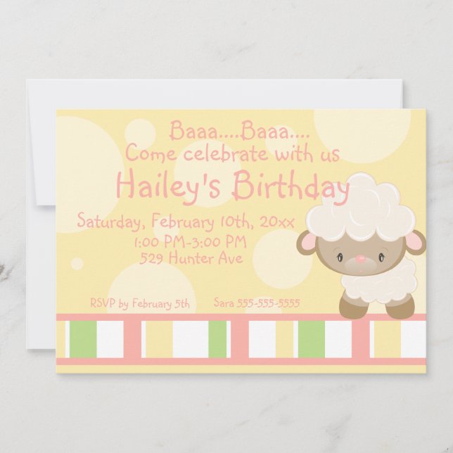 Diddles Farm Lamb Invitation d'anniversaire 2 (Devant)