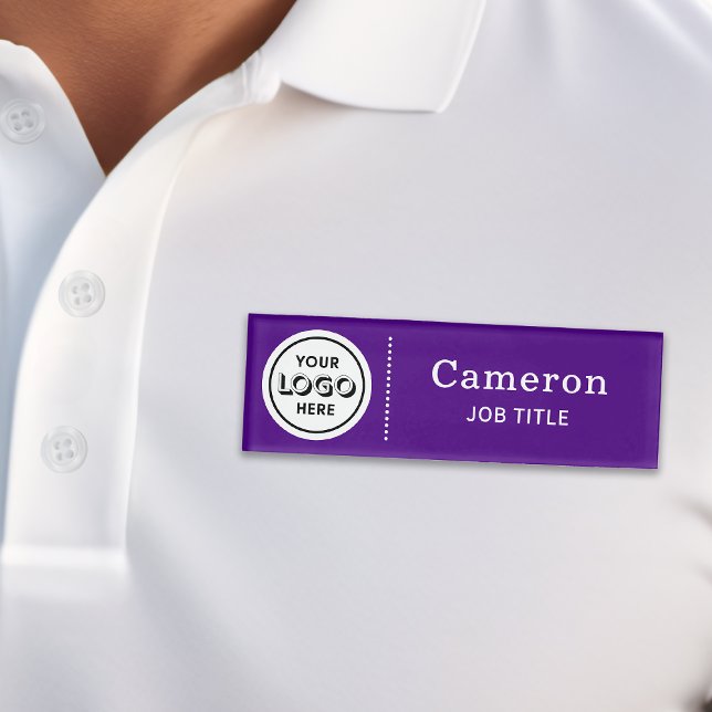 D'identification Badge d'employé violet de logo d'entreprise modern (Créateur téléchargé)
