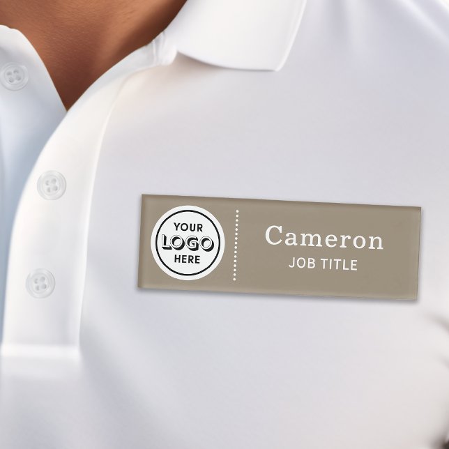 D'identification Badge Employé Marron Logo Entreprise Moderne (Créateur téléchargé)