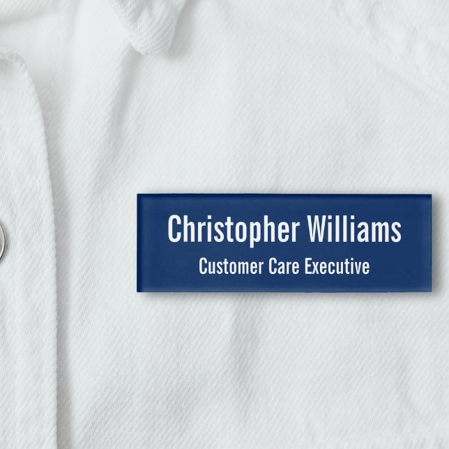 D'identification Badge magnétique bleu personnalisé professionnel (Personalized Professional Plain Blue Magnetic ID Name Tag)