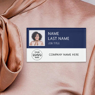 D'identification Logo de société moderne Badge photo employé bleu m
