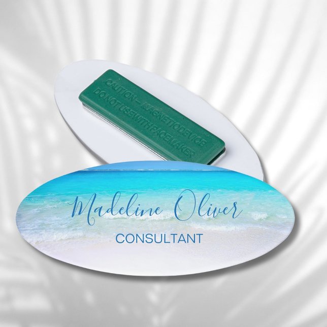 D'identification Ocean Beach Sea Travel Aqua Blue Modern Badge (Créateur téléchargé)