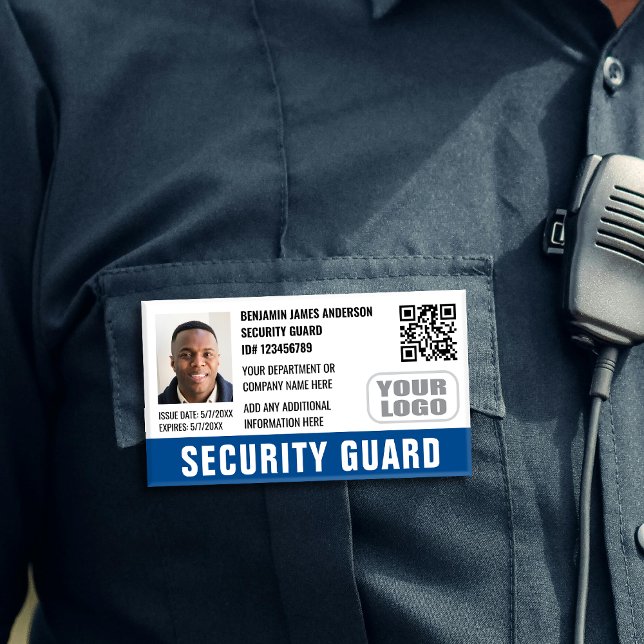 D'identification Photo de badge de garde de sécurité nom logo QR bl (Créateur téléchargé)