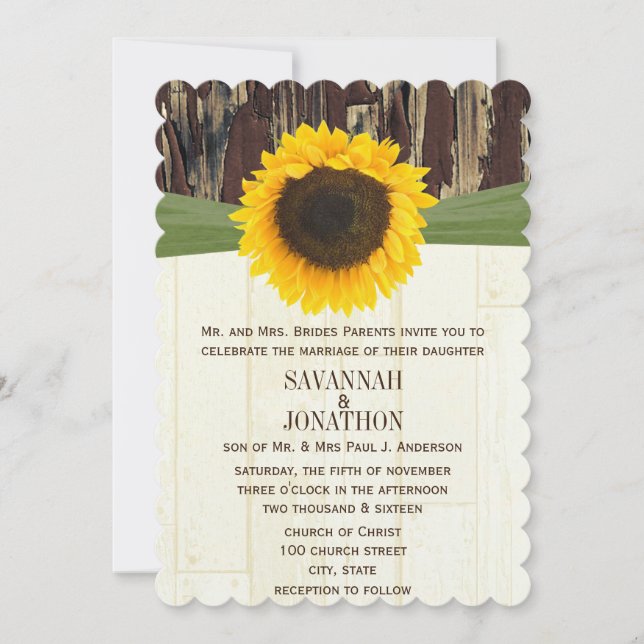 Die Cut Barre Faire-part de mariage de tournesol e (Devant)