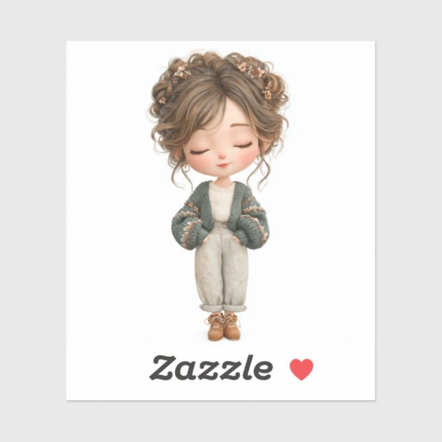Die-Cut Sticker – Cute Girl Character  (Feuille)