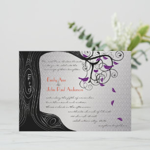 Die Cut Tree Argent violet Faire-part de mariage d