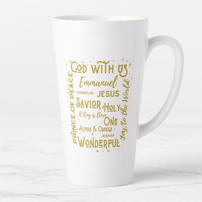 Dieu avec nous Latte Mug avec les noms de Jésus (Droite)