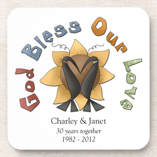 Dieu bénisse notre Dessous de verre du liège d'amo (Devant)