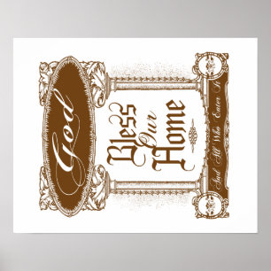 Dieu bénissent notre affiche faite sur commande 