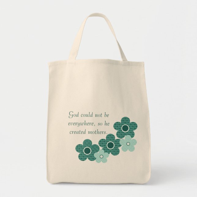 Dieu Créé Mères Pattisé Sac à Fleurs, Turquoise (Devant)