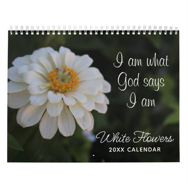 Dieu dit que je suis Blanc Floral Calendrier (Protection)