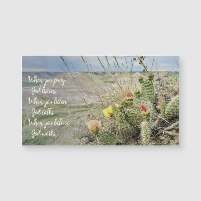 Dieu Écoute Magnet Photo de Fleur de Cactus Inspir (Devant)