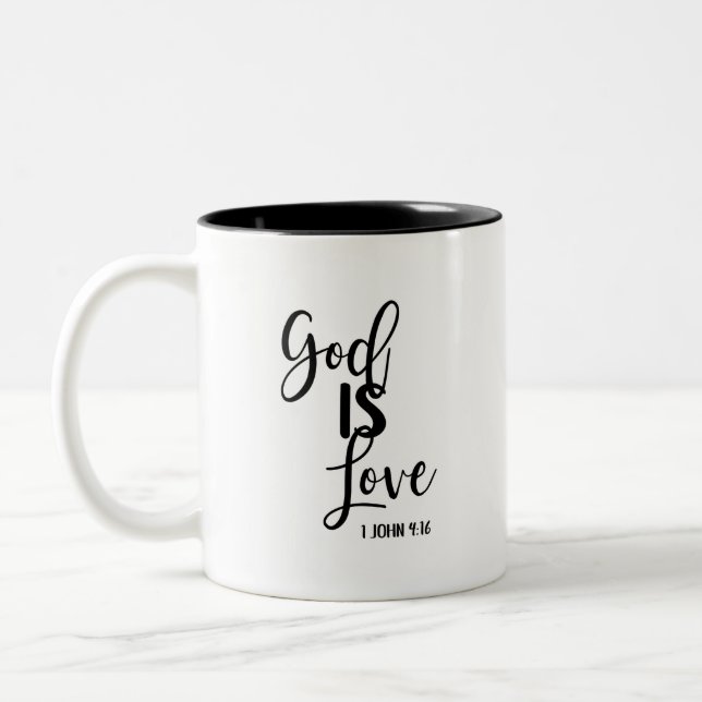 Dieu est amour Bible Verse Café Mug (Gauche)
