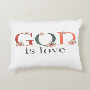 Dieu est Amour Floral Accent Coussin