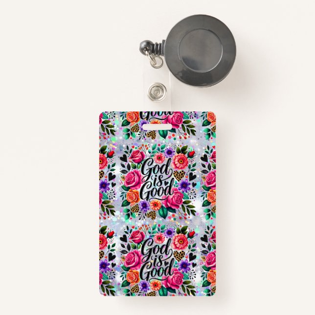 Dieu est bon Religieux Christian Cadeau Badge Reel (Front with Retractable)