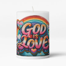 Dieu est Love Pillar Candle