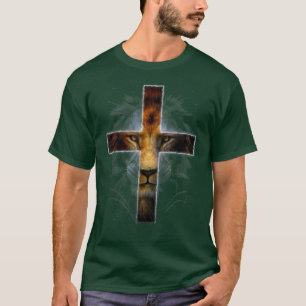 Dieu foi chrétienne Jésus Lion Croix T-shirt
