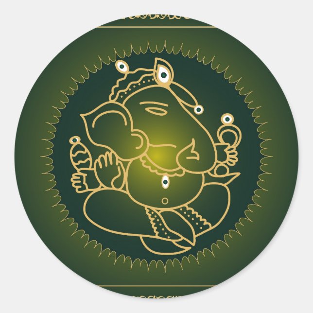 Dieu Ganesha en vert - Sticker (Devant)