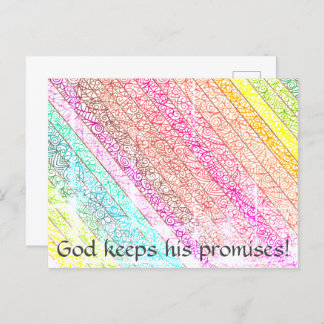 "Dieu Garde Ses Promesses !" Carte postale Rainbow