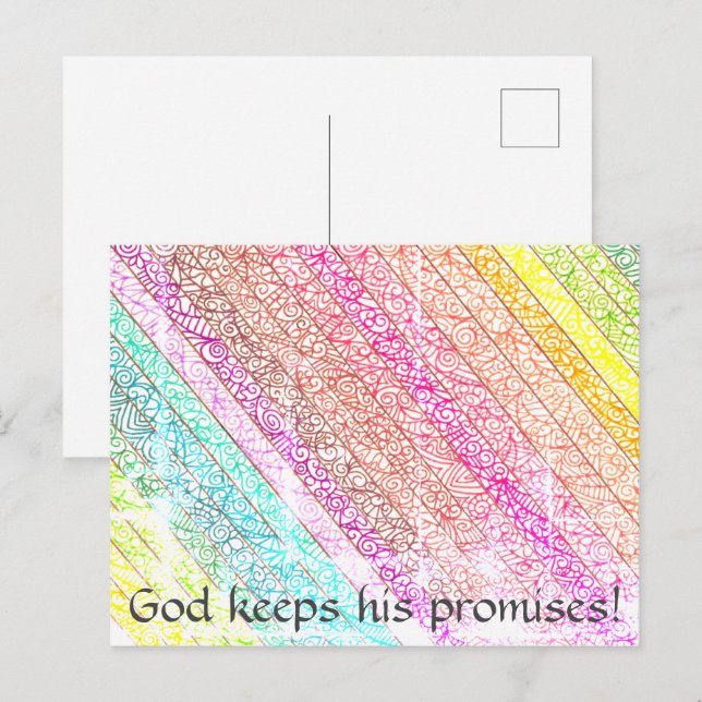 "Dieu Garde Ses Promesses !" Carte postale Rainbow (Devant / Derrière)