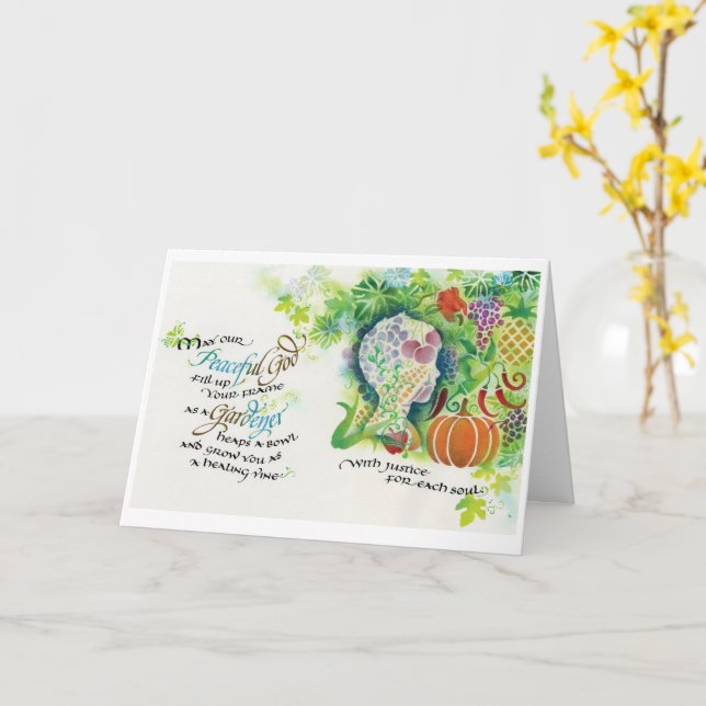 Dieu/Gardener paisible, Carte de voeux pliée, 5"x7 (Fleur jaune)