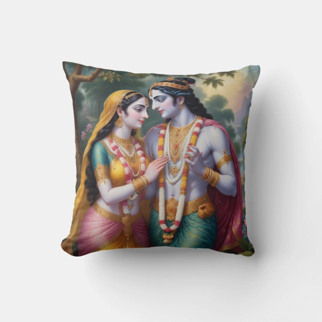 Dieu hindou et déesse Radha et Krishna oreiller (Recto)