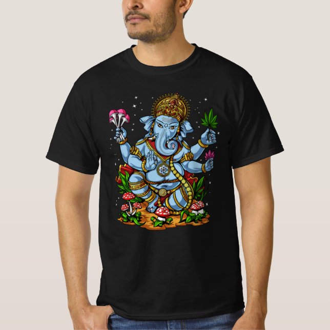 Dieu hindoue psychédélique Ganesha Weed TShirt (Devant)