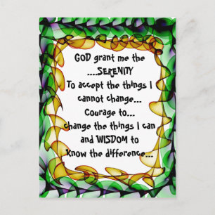 DIEU m'accorde la SÉRÉNITÉ sur une carte postale c