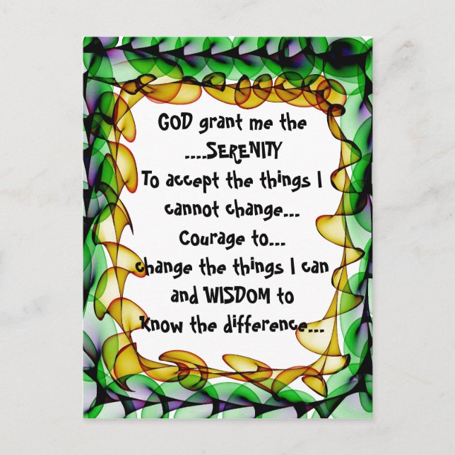 DIEU m'accorde la SÉRÉNITÉ sur une carte postale c (Devant)