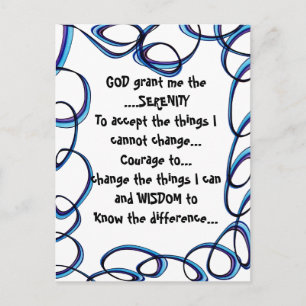 DIEU m'accorde la SÉRÉNITÉ sur une carte postale c
