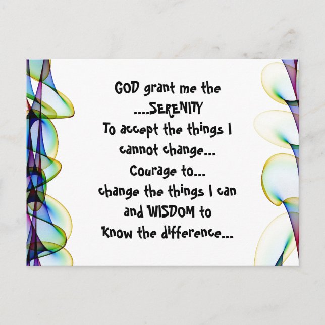 DIEU m'accorde la SÉRÉNITÉ sur une carte postale c (Devant)