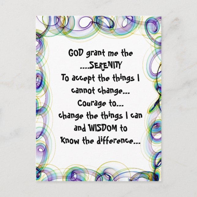 DIEU m'accorde la SÉRÉNITÉ sur une carte postale c (Devant)