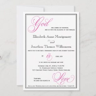 Dieu rose est amour Mariage chrétien Invitations