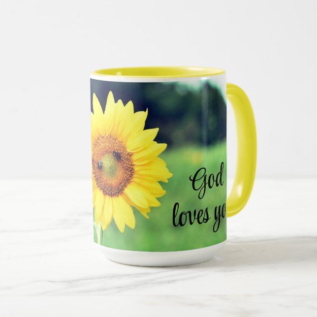 Dieu t'aime Tournesol Mug en céramique (Devant droit)