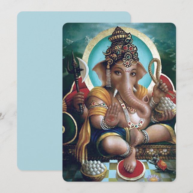 Dieux indiens Ganesha - Carte de voeux (Devant / Derrière)